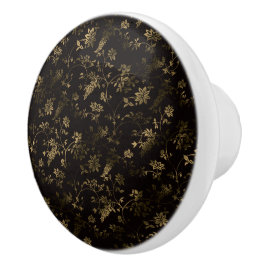 Glam gouden bladeren patroon bruin keramische knop