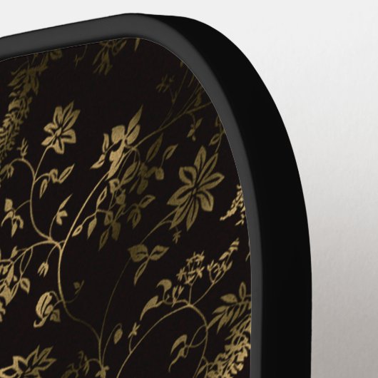 Glam gouden bladeren patroon bruin pickleball paddle (Links Detail)