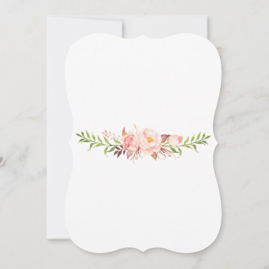 Glam Gouden Blush Roze Bloemen Doop Uitnodiging (Achterkant)