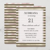 Glam Gouden Blush Roze Bruine Strepen Verjaardag Kaart (Voorkant / Achterkant)