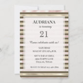 Glam Gouden Blush Roze Bruine Strepen Verjaardag Kaart (Voorkant)