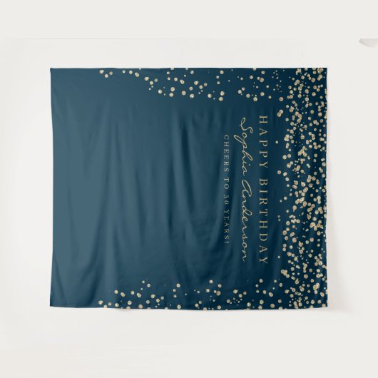 Glam Gouden Confetti Verjaardag Achtergrond Elke L Wandkleed (Voorkant (horizontaal))