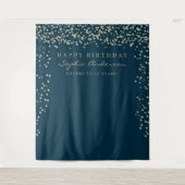 Glam Gouden Confetti Verjaardag Achtergrond Elke L Wandkleed (Voorkant)