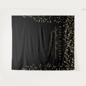 Glam Gouden Confetti Verjaardagsachtergrond Elke L Wandkleed (Voorkant (horizontaal))