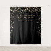 Glam Gouden Confetti Verjaardagsachtergrond Elke L Wandkleed (Voorkant)