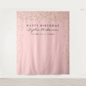 Glam Gouden Confetti Verjaardagsachtergrond Elke L Wandkleed (Voorkant)