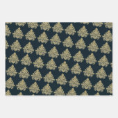 Glam gouden damast marineblauw inpakpapier vel (Voorkant 2)