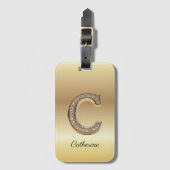 Glam Gouden Diamant Monogram Beginletter C Bagagelabel (Voorkant (verticaal))