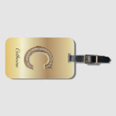 Glam Gouden Diamant Monogram Beginletter C Bagagelabel (Voorkant (horizontaal))