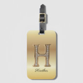 Glam Gouden Diamant Monogram Beginletter H Bagagelabel (Voorkant (verticaal))