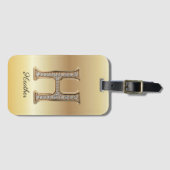 Glam Gouden Diamant Monogram Beginletter H Bagagelabel (Voorkant (horizontaal))