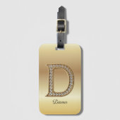 Glam Gouden Diamant Monogram Eerste Letter D Bagagelabel (Voorkant (verticaal))