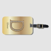 Glam Gouden Diamant Monogram Eerste Letter D Bagagelabel (Voorkant (horizontaal))