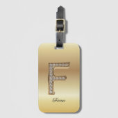 Glam Gouden Diamant Monogram Eerste Letter F Bagagelabel (Voorkant (verticaal))