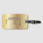 Glam Gouden Diamant Monogram Eerste Letter F Bagagelabel (Voorkant (horizontaal))