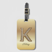 Glam Gouden Diamant Monogram Eerste Letter K Bagagelabel (Voorkant (verticaal))