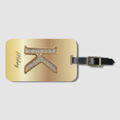 Glam Gouden Diamant Monogram Eerste Letter K Bagagelabel (Voorkant (horizontaal))