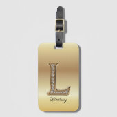 Glam Gouden Diamant Monogram Eerste Letter L Bagagelabel (Voorkant (verticaal))