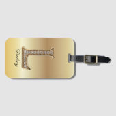 Glam Gouden Diamant Monogram Eerste Letter L Bagagelabel (Voorkant (horizontaal))