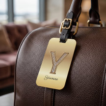 Glam Gouden Diamant Monogram Eerste Letter Y