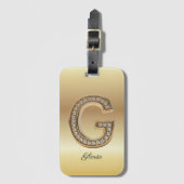 Glam Gouden Diamant Monogram Initiaal Letter G Bagagelabel (Voorkant (verticaal))