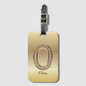 Glam Gouden Diamant Monogram Initiële Letter O Bagagelabel (Voorkant (verticaal))