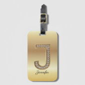 Glam Gouden Diamanten Monogram Beginletter J Bagagelabel (Voorkant (verticaal))