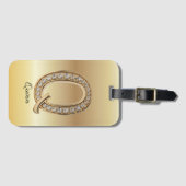 Glam Gouden Diamanten Monogram Beginletter Q Bagagelabel (Voorkant (horizontaal))
