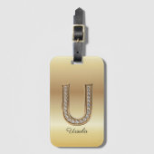 Glam Gouden Diamanten Monogram Beginletter U Bagagelabel (Voorkant (verticaal))