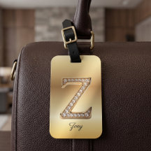 Glam Gouden Diamanten Monogram Beginletter Z