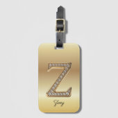 Glam Gouden Diamanten Monogram Beginletter Z Bagagelabel (Voorkant (verticaal))