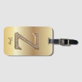 Glam Gouden Diamanten Monogram Beginletter Z Bagagelabel (Voorkant (horizontaal))