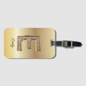 Glam Gouden Diamanten Monogram Initiële Letter E Bagagelabel (Voorkant (horizontaal))
