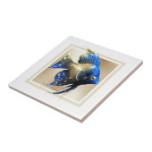 Glam gouden engel vis blauw nautisch zee rif tegeltje (Zijkant)