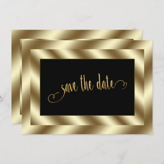 Glam Gouden Folie en Zwart Bruiloft Save The Date Kaart (Voorkant / Achterkant)
