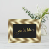 Glam Gouden Folie en Zwart Bruiloft Save The Date Kaart (Staand voorkant)