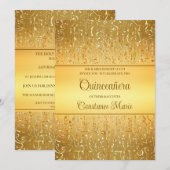Glam Gouden Frame Quinceanera Uitnodiging (Voorkant / Achterkant)