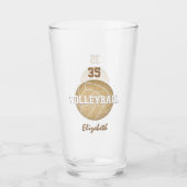 Glam gouden girly volleybal gepersonaliseerd glas (Voorkant)
