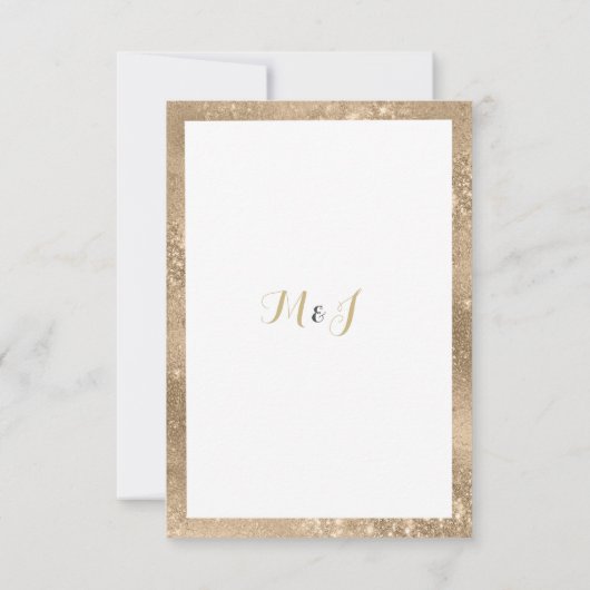 Glam gouden glinsterend kader script calligrafie B Kaart (Achterkant)