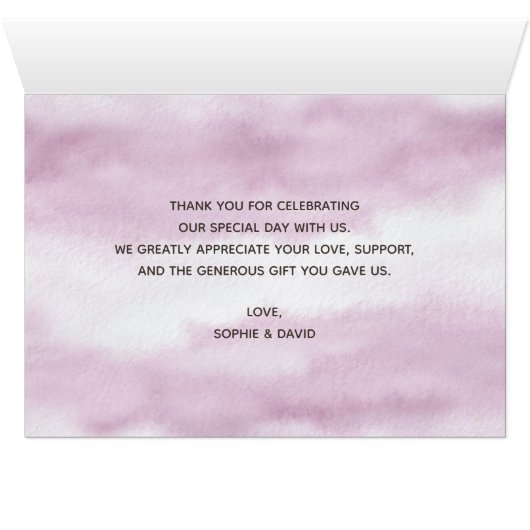 Glam Gouden Glitter Blush Bloemen bedankt (Binenzijde Horizontaal (Onderkant))