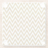 Glam gouden glitter en witte chevron strepen glazen onderzetter (Achterkant)