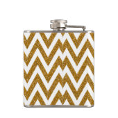 Glam gouden glitter en witte chevron strepen heupfles (Achterkant)