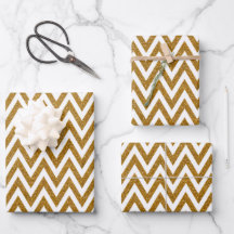 Glam gouden glitter en witte chevron strepen