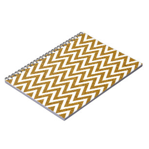 Glam gouden glitter en witte chevron strepen notitieboek