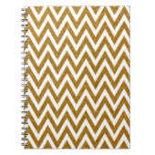 Glam gouden glitter en witte chevron strepen notitieboek (Voorkant)
