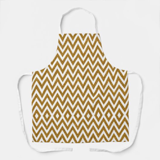 Glam gouden glitter en witte chevron strepen schort (Voorkant)