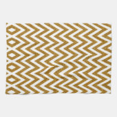 Glam gouden glitter en witte chevron strepen theedoek (Horizontaal)