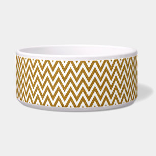 Glam gouden glitter en witte chevron strepen voerbakje