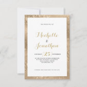 Glam gouden glitter frame script kalligrafie Huwel Kaart (Voorkant)