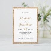 Glam gouden glitter frame script kalligrafie Huwel Kaart (Staand voorkant)